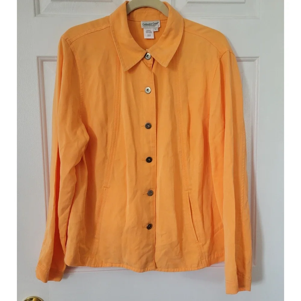 Coldwater Creek Women's Size Large Orange Jacket Blazer Button‎ Front NWT